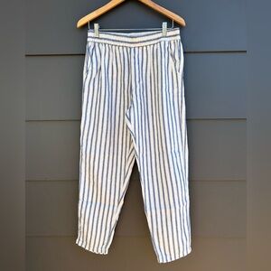 Tahari Blue and White Striped Linen Pants - M
